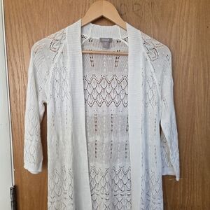 Chico's White Open-Knit Cardigan